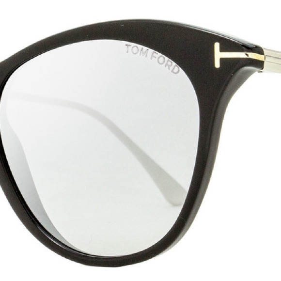 TOM FORD BLACK/SILVER MIRRORED MICAELA CAT EYE SUNGLASSES TF713-D - Picture 2 of 4